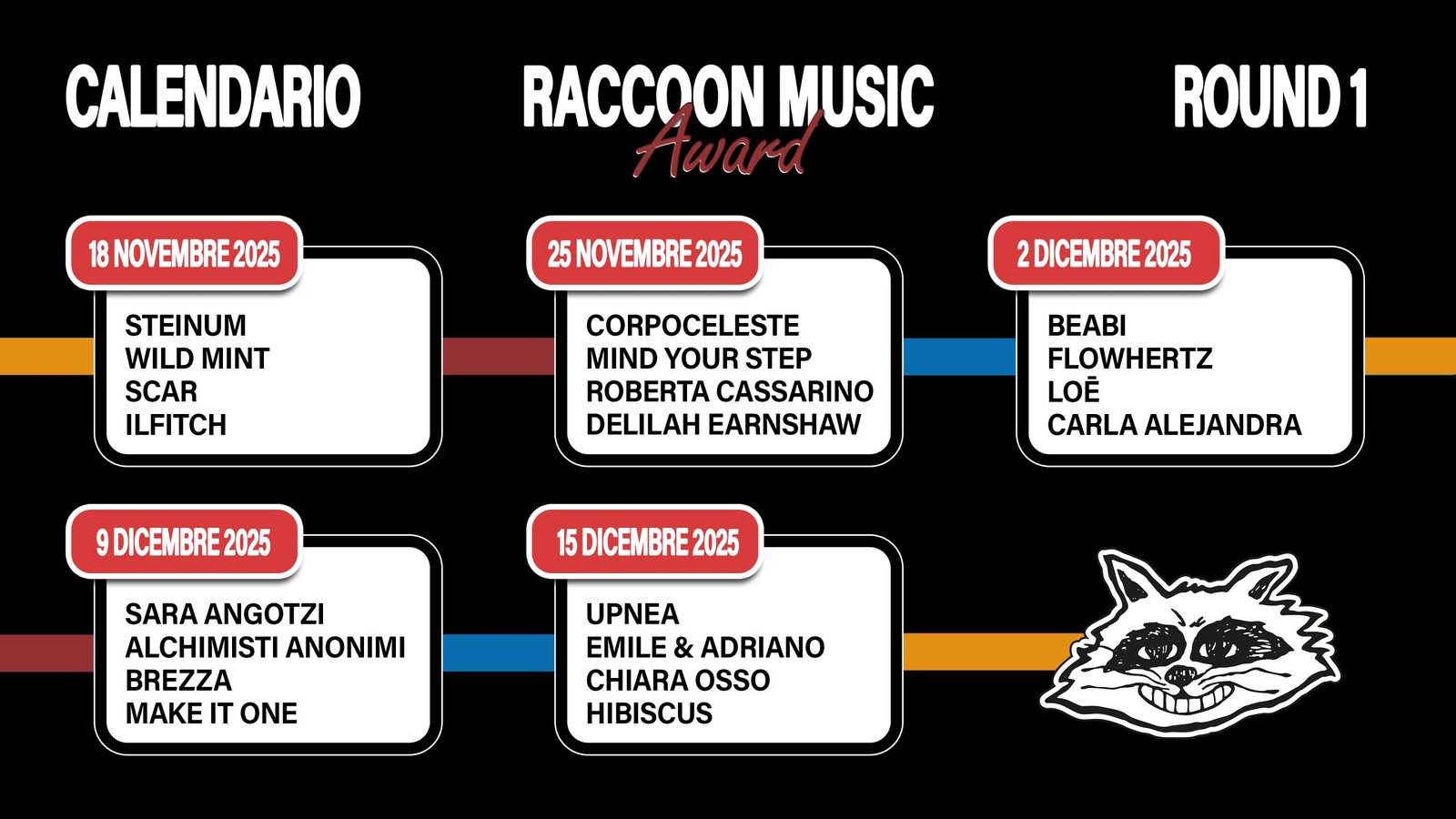 calendario raccoon oriz